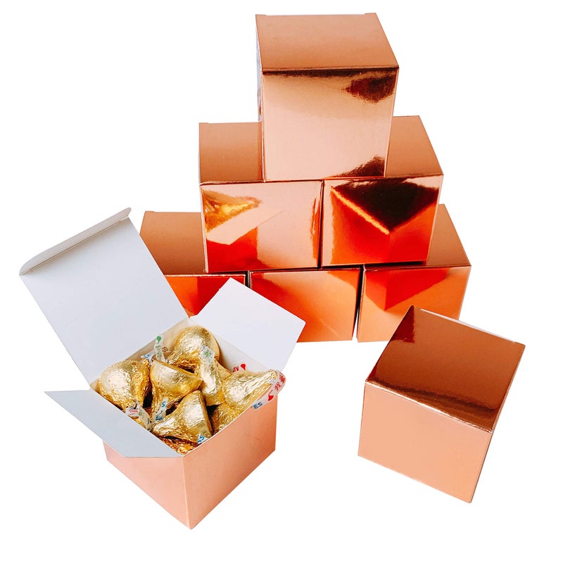 AWESON PARTY Rose Gold Party Favors Boxes - Small Candy Treat Gift Boxes Bulk Wedding Bachelorette Bridal Shower Birthday Party Boxes Supplies, 50pc - Image 1